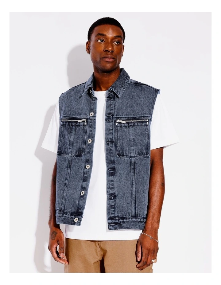 Dallas All Gender Denim Vest in Blue image 1