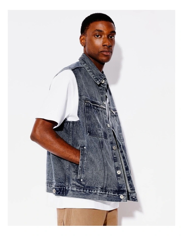 Dallas All Gender Denim Vest in Blue image 5