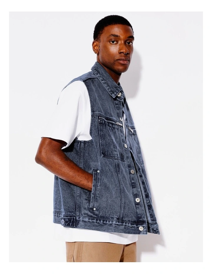 Dallas All Gender Denim Vest in Blue image 5