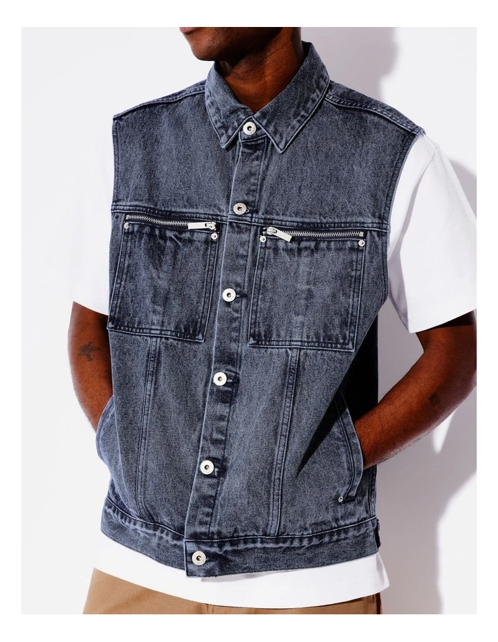 Dallas All Gender Denim Vest in Blue image 6