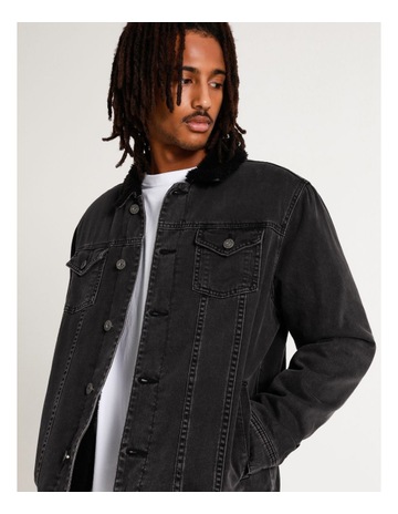 Kenji Garrett Denim Sherpa Jacket Black 