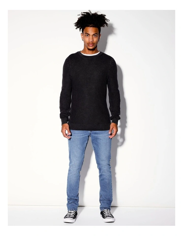 Finbar Fisherman Rib Knit Pullover in Charcoal image 3