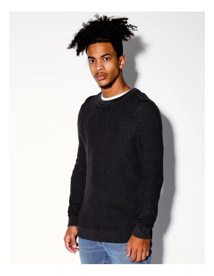 Finbar Fisherman Rib Knit Pullover in Charcoal image 4