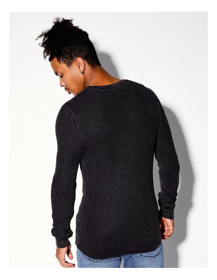 Finbar Fisherman Rib Knit Pullover in Charcoal image 5