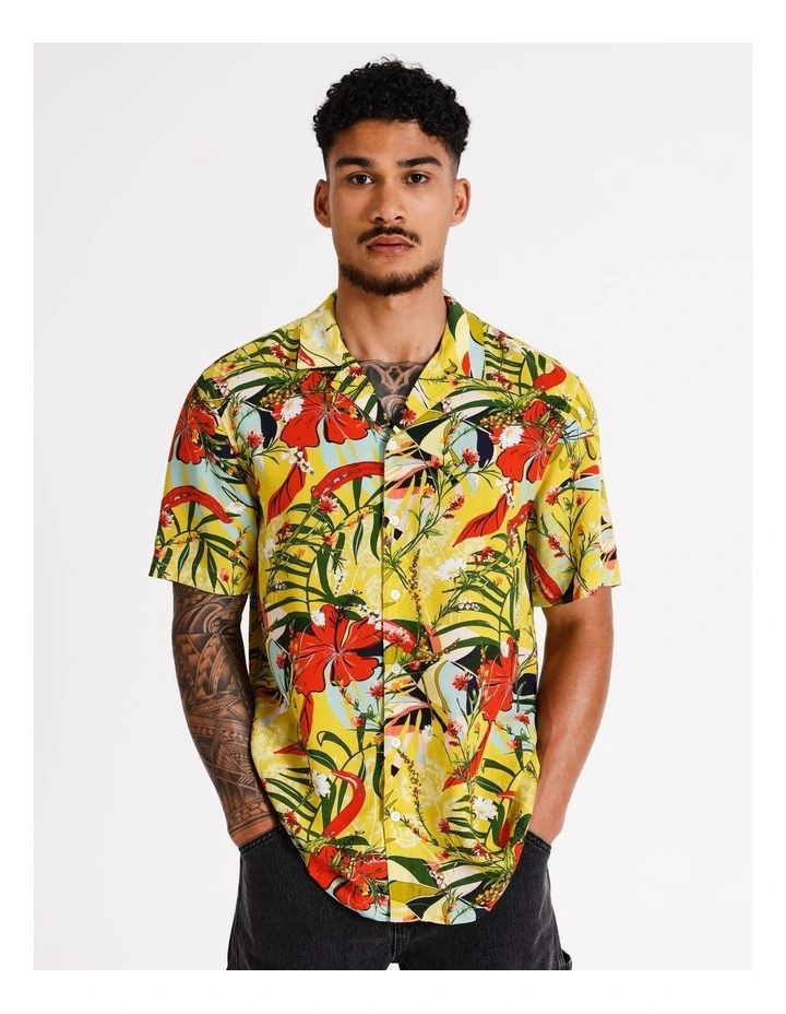 Hot Tamale Print Short Sleeve Rayon Shirt in Green image 1