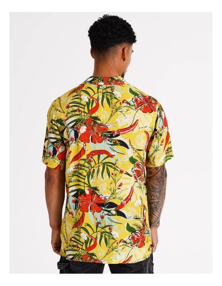 Hot Tamale Print Short Sleeve Rayon Shirt in Green image 5