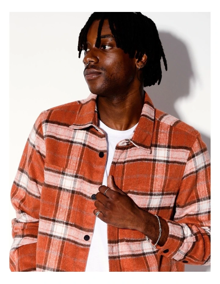 Corruption Of Mankind Check Print Long Sleeve Shirt in Orange image 2
