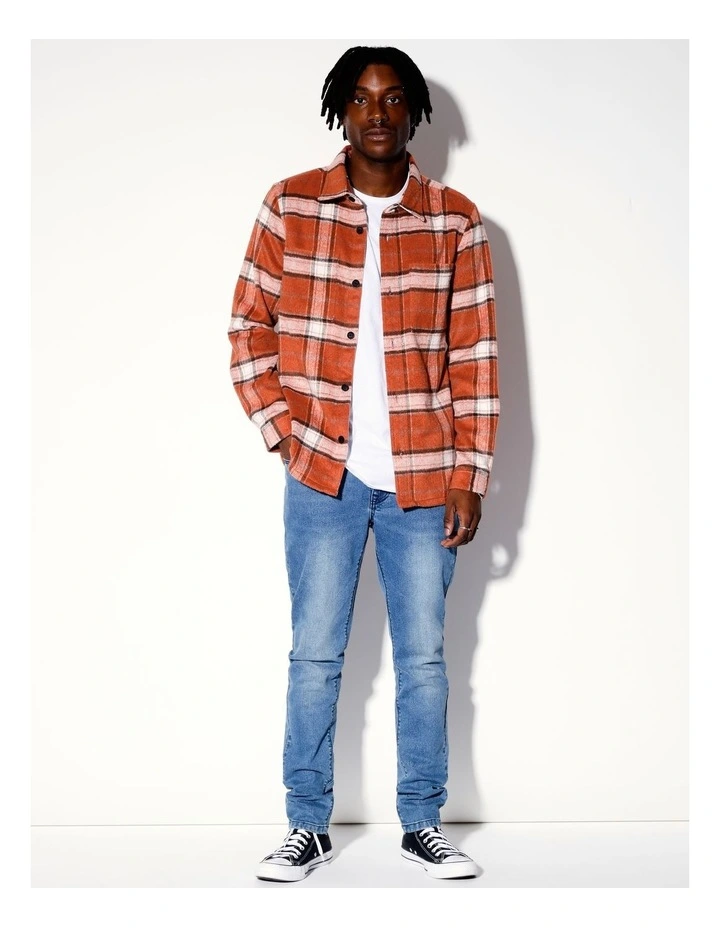 Corruption Of Mankind Check Print Long Sleeve Shirt in Orange image 3