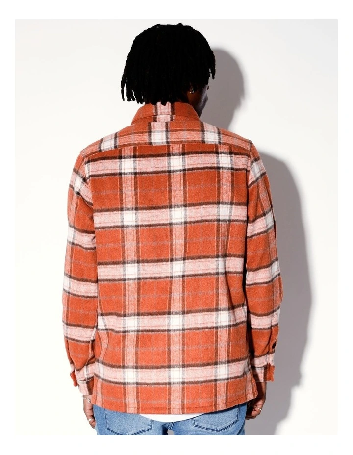 Corruption Of Mankind Check Print Long Sleeve Shirt in Orange image 5