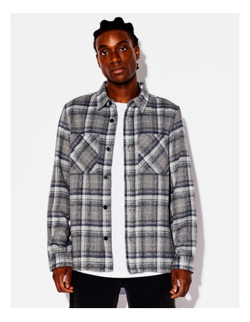 Chitlins Check Longsleeve Overshirt in Grey