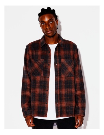 Chitlins Check Longsleeve Overshirt in Rust