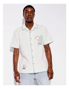 Bang Bang Placement Embroidered Shirt in White