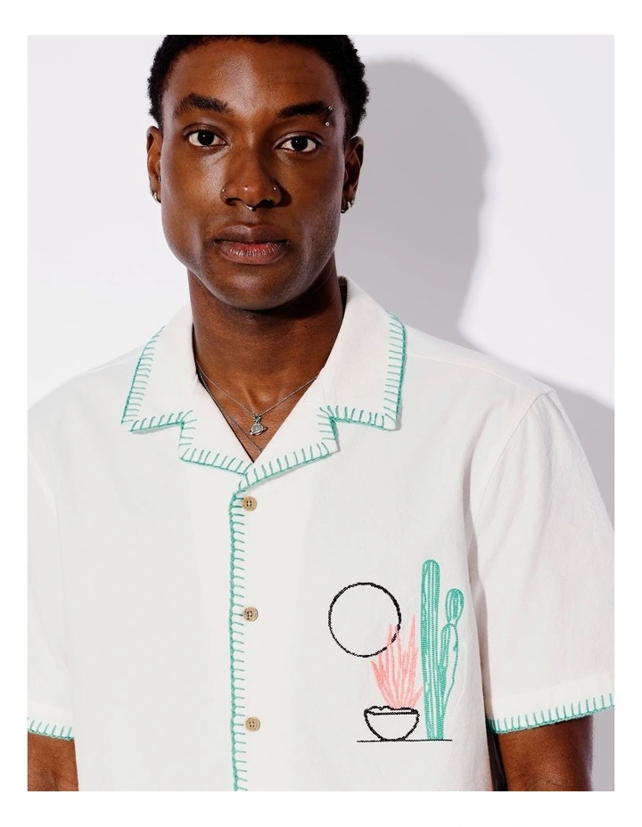 Bang Bang Placement Embroidered Shirt in White image 2