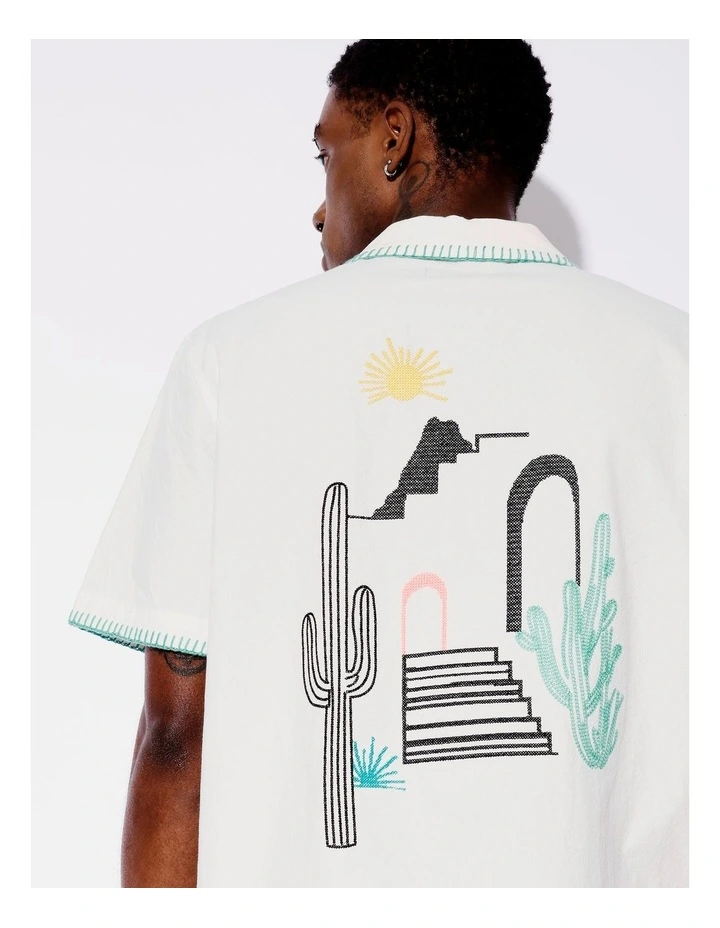 Bang Bang Placement Embroidered Shirt in White image 4