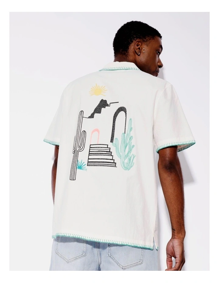 Bang Bang Placement Embroidered Shirt in White image 5