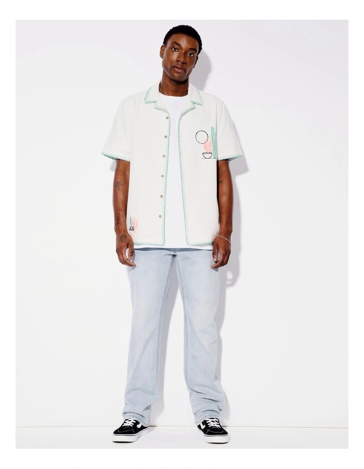 Bang Bang Placement Embroidered Shirt in White image 6