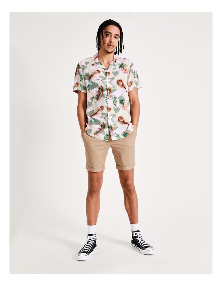 Pinnacles Peacock Print Short Sleeve Rayon Shirt in