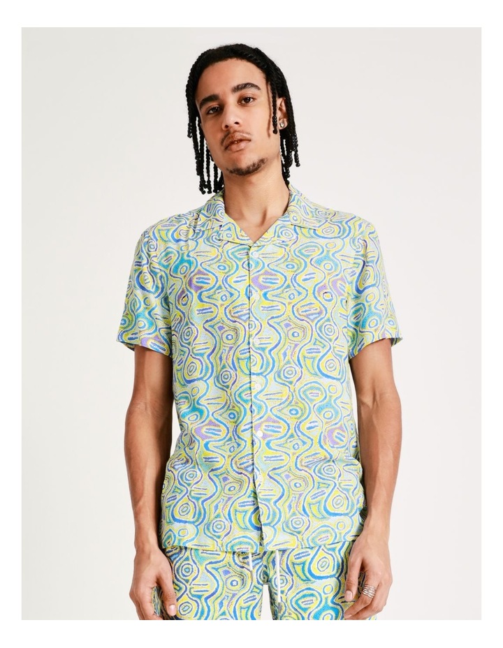 Yankirri Jukurrpa Print Short Sleeve Rayon Shirt in