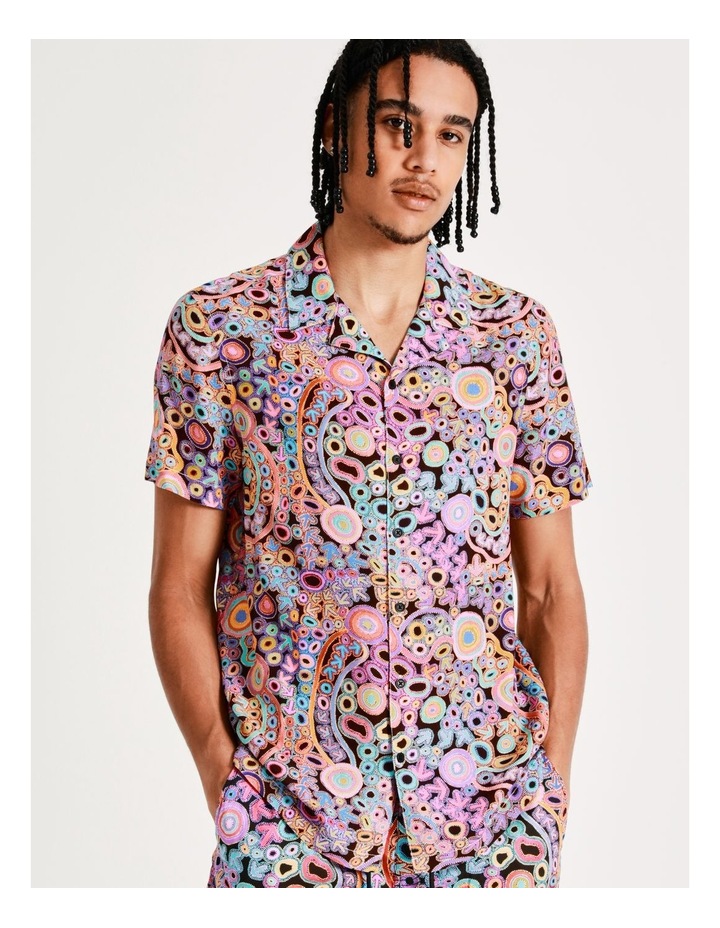 Ngapa Jukurrpa Print Short Sleeve Rayon Shirt in