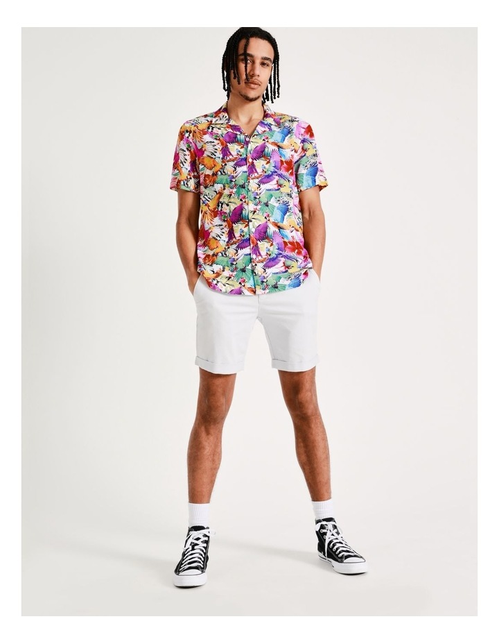 Drunken Birds Print Short Sleeve Rayon Shirt In