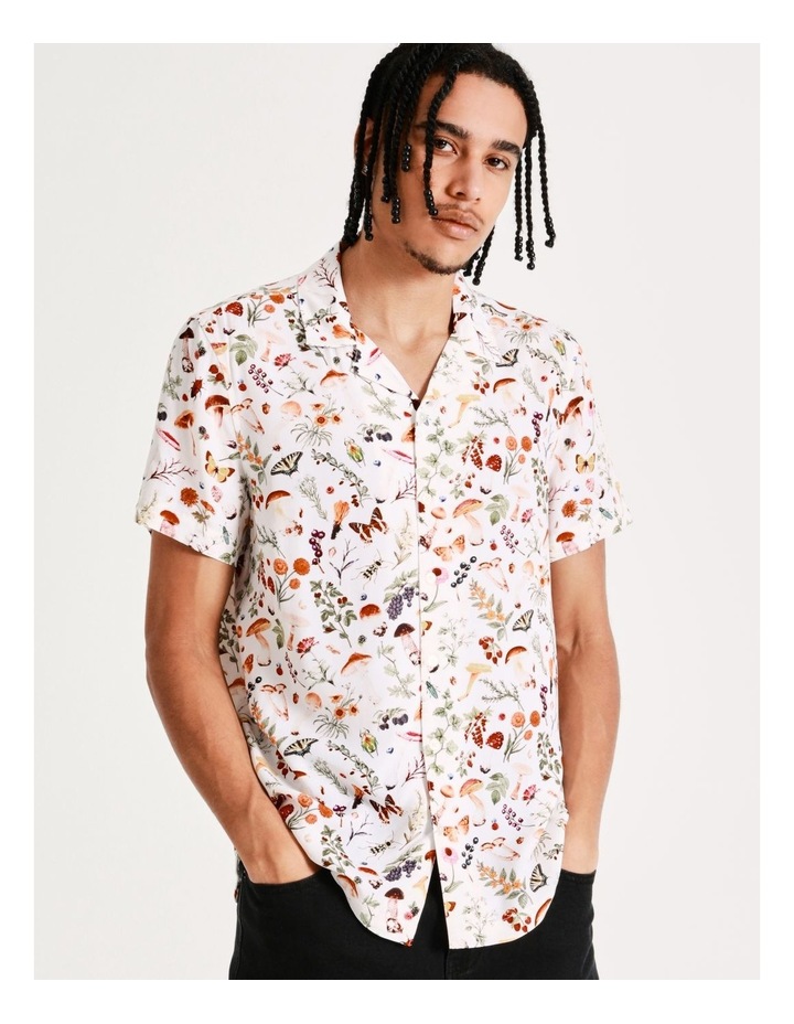 Mushroom Grove Print Short Sleeve Rayon Shirt In