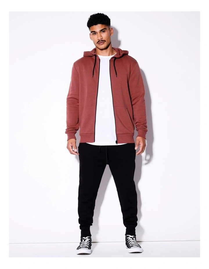 Mitchell Zip Thru Hoodie in Red image 3