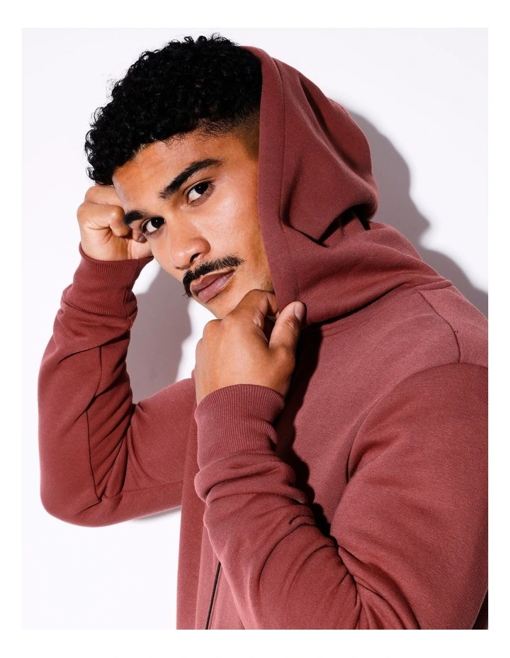 Mitchell Zip Thru Hoodie in Red image 4