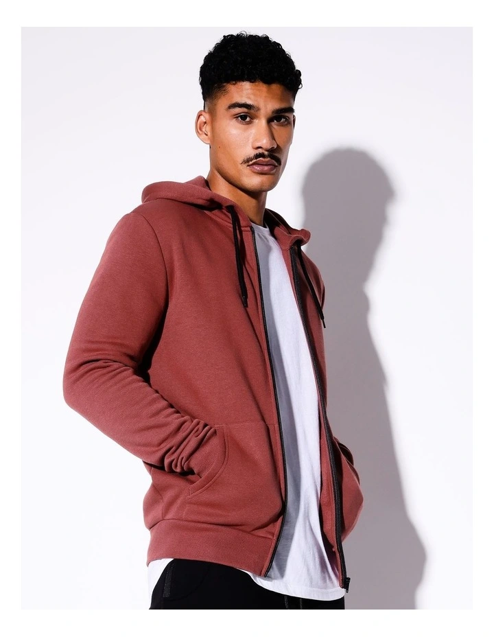 Mitchell Zip Thru Hoodie in Red image 5