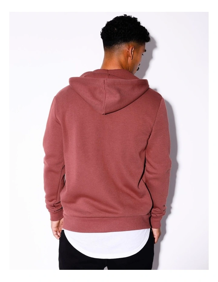 Mitchell Zip Thru Hoodie in Red image 6