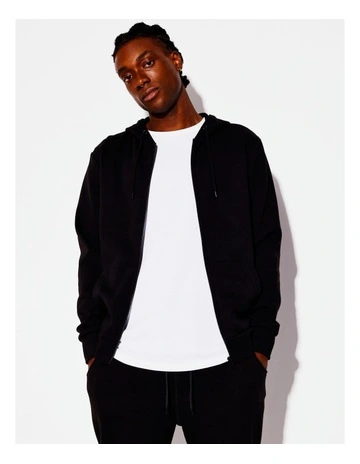 Mitchell Zip Thru Hoodie in Black
