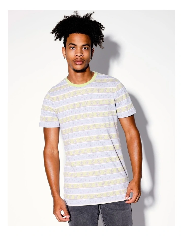 Kablam Horizontal Knit Short Sleeve Tee in Multicolour image 1