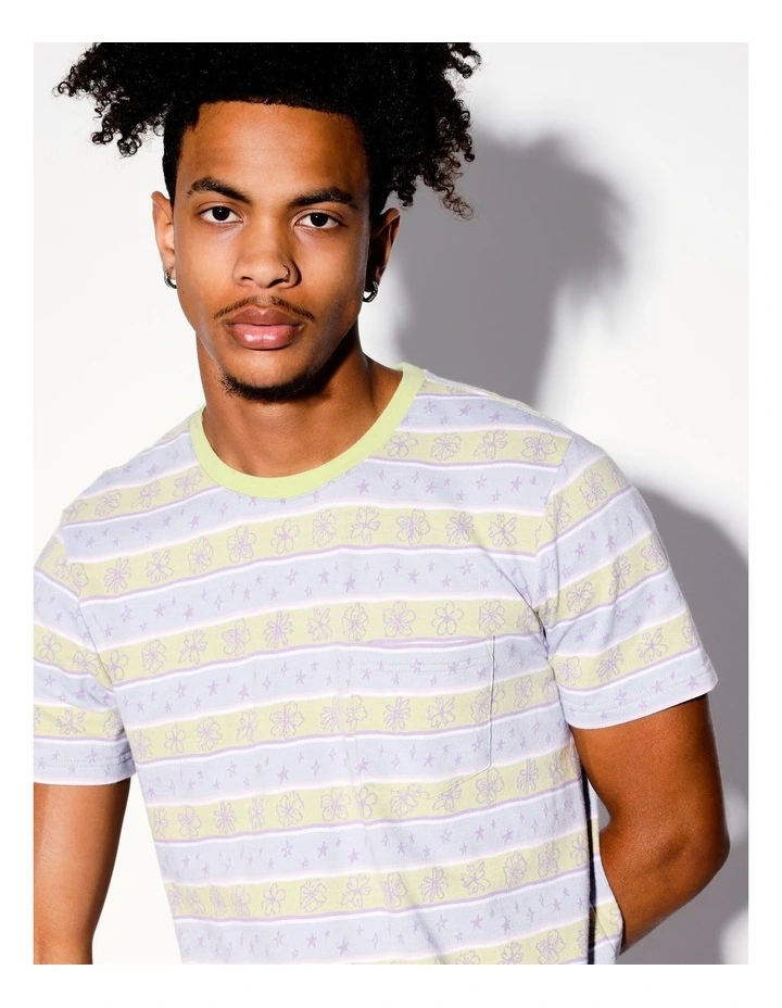 Kablam Horizontal Knit Short Sleeve Tee in Multicolour image 2