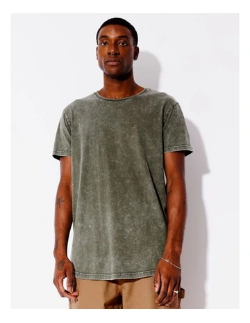 Esperance Acid Wash Tee in Forest