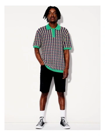 Sidney Stripe Knit All Gender Short Sleeve Polo in Assorted
