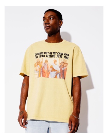 Ancient Swagger Puff Print Oversized Tee in Yellow