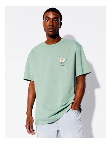 Lets Dance Graphic Print Oversized Tee in Green