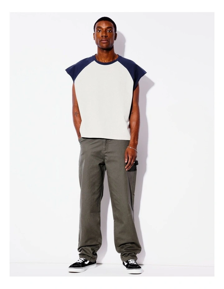Macus All Gender Raglan Muscle Cropped Tee in Grey image 3