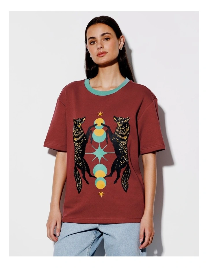 Kurtis Knit All Gender Short Sleeve Tee in Burgundy image 2