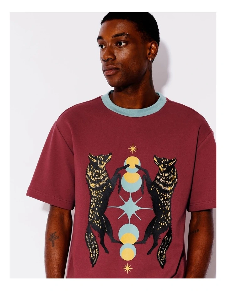Kurtis Knit All Gender Short Sleeve Tee in Burgundy image 4