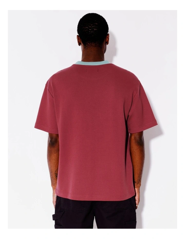 Kurtis Knit All Gender Short Sleeve Tee in Burgundy image 7