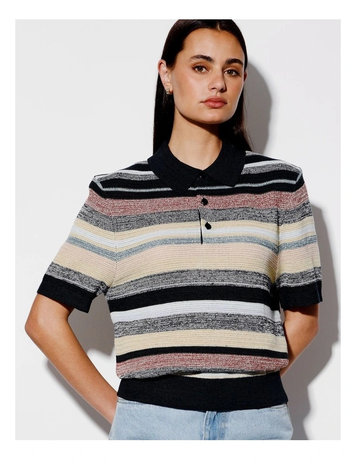 Kealee Knit Stripe All Gender Polo in Assorted image 2