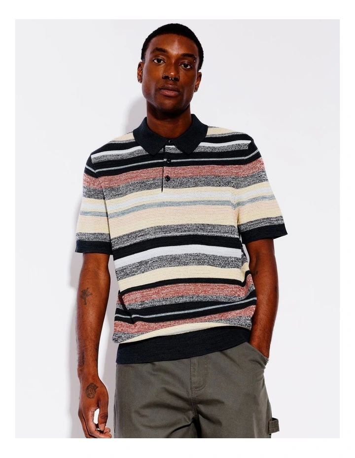 Kealee Knit Stripe All Gender Polo in Assorted image 3