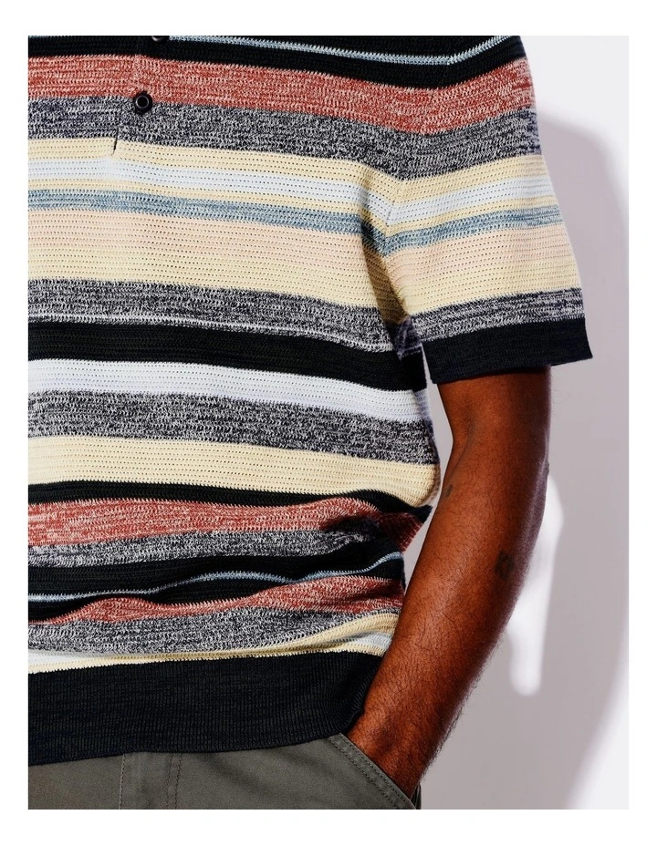 Kealee Knit Stripe All Gender Polo in Assorted image 6