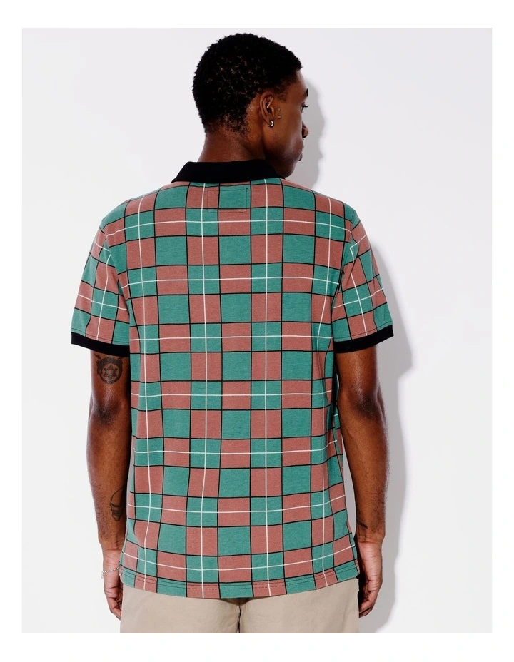 Chet Check Print Pique Polo in Rust image 6