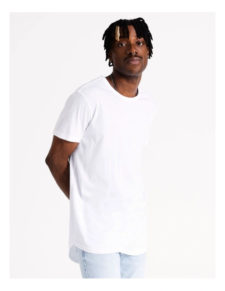 Hadspen Drop Shoulder Curved Tee in White image 4