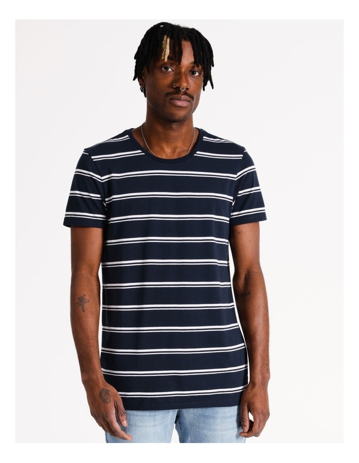 Sebastian Stripe Short Sleeve Tee in Navy