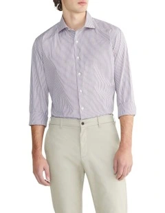 Tailored Mini Check Long Sleeves Shirt in Red