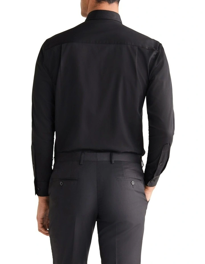 Slim Stretch Poplin Shirt in Black image 2