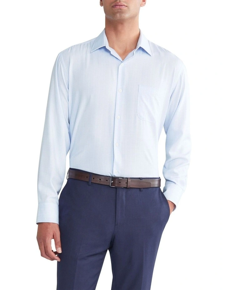 1 Collar Classic Dobby Check Shirt in Sky image 1