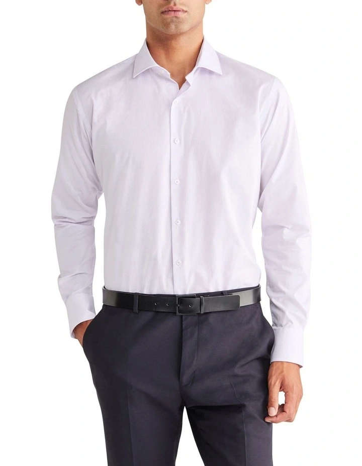 Diamond Dobby Stripe Long Sleeve Shirt in Lilac image 1